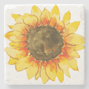Helles Sommer-Sonnenblume-Aquarell Steinuntersetzer