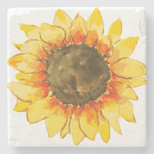 Helles Sommer-Sonnenblume-Aquarell Steinuntersetzer (Vorderseite)
