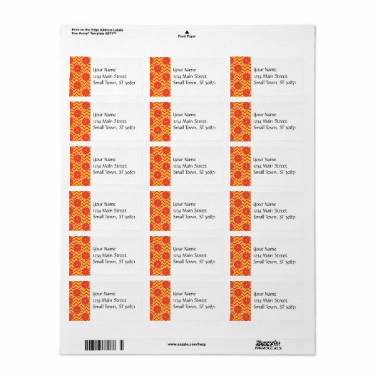 Helles Sommergrapefruit in Orangelb Zickzack Adressaufkleber (Vorne)