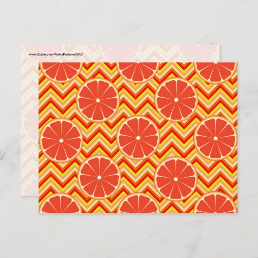 Helles Sommergrapefruit in Orangelb Zickzack Postkarte (Vorne/Hinten)
