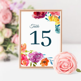 Helles Sommerhochzeitungs-Tischnummer-Zeichen Tischnummer