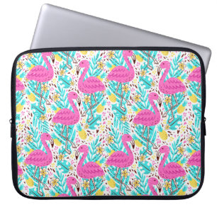 Helles Sommermuster mit Flamingo, Herz, Eis Laptopschutzhülle