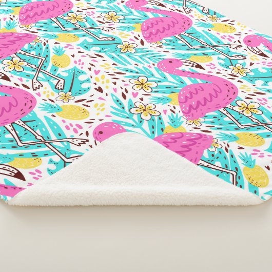 Helles Sommermuster mit Flamingo, Herz, Eis Sherpadecke (3/4)