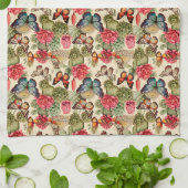 Helles Sommermuster mit Schmetterlingen und Kaktee Geschirrtuch (Gefaltet)