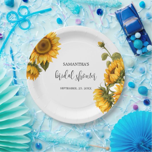 Helles Sonnenblumen Brautparty Pappteller (Party)