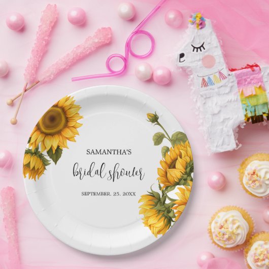 Helles Sonnenblumen Brautparty Pappteller (Party)
