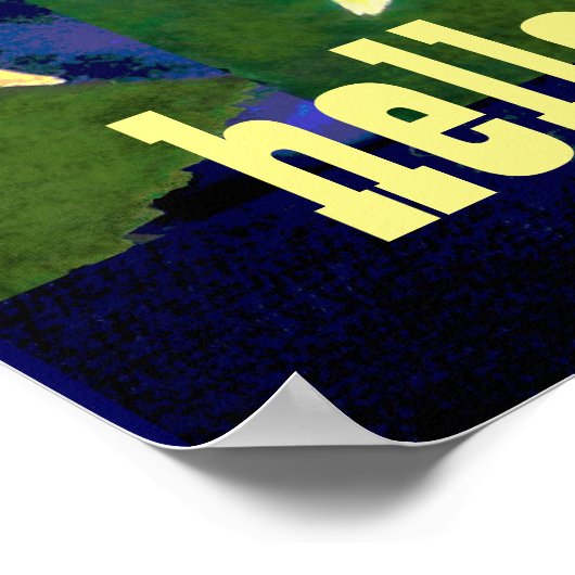 helles Sonnenblumenkunstposter mit hallo-sonniger  Poster (Ecke)