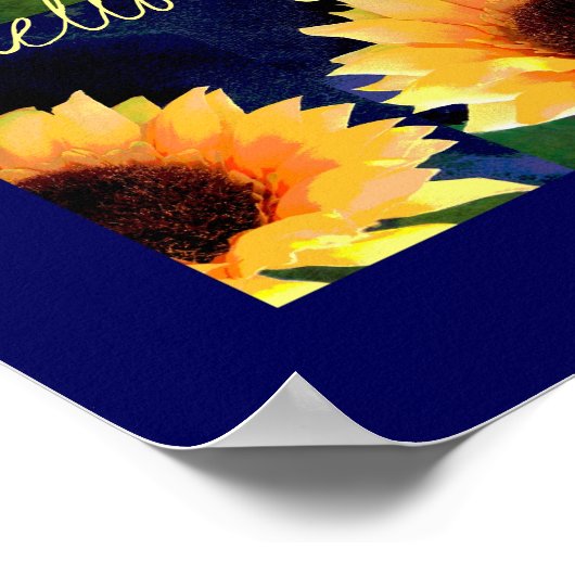 helles Sonnenblumenkunstposter mit hallo-sonniger  Poster (Ecke)