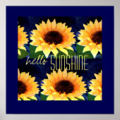helles Sonnenblumenkunstposter mit hallo-sonniger  Poster (Vorne)