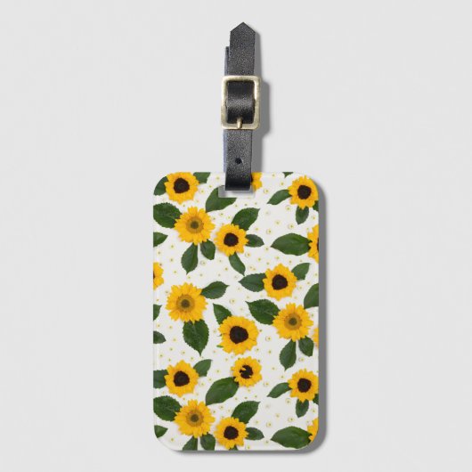 Helles Sonnenblumenmuster Gepäckanhänger (Vorderseite Vertikal)