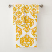 Helles Sonnengelb und weißes Royal Glac Damask Badhandtuch Set (Insitu)