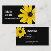 helles, sonnengelbes Foto aus der Blume auf schwar Visitenkarte (Vorne/Hinten)