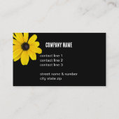 helles, sonnengelbes Foto aus der Blume auf schwar Visitenkarte (Rückseite)