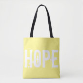 Helles, sonniges Gelb mit weißem Hope-Text Tasche (Vorderseite)
