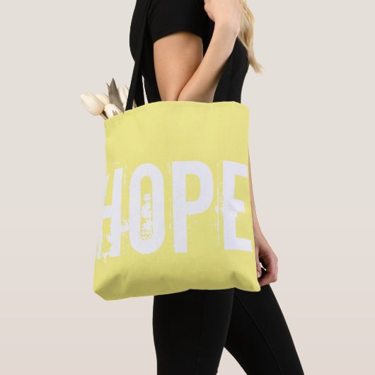 Helles, sonniges Gelb mit weißem Hope-Text Tasche (Von Nahem)
