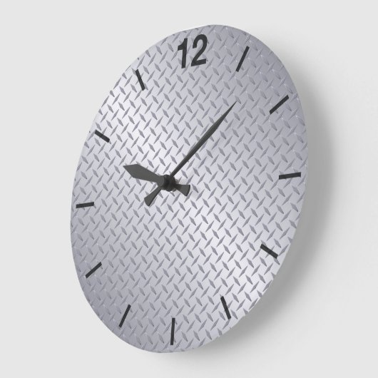 Helles Stahldiamantenmuster Große Wanduhr (Winkel)