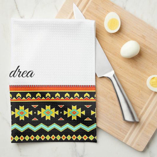 Helles Stammesdesign personalisiert Geschirrtuch (Viertel Falte)