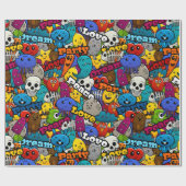 Helles Stickermuster Geschenkpapier (Flach)