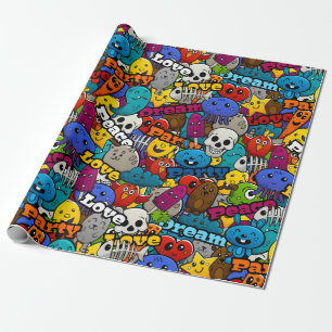 Helles Stickermuster Geschenkpapier