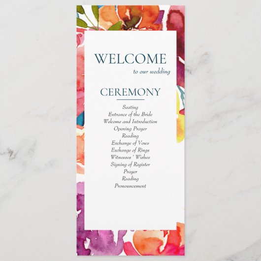 Helles Summer bunt Custom Wedding Programm (Vorderseite)