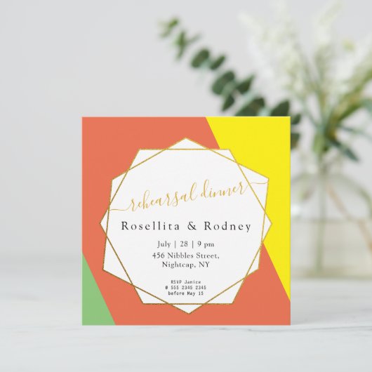 Helles Summer Digital Wedding Probe Dinner Einladung (Stehend Vorderseite)