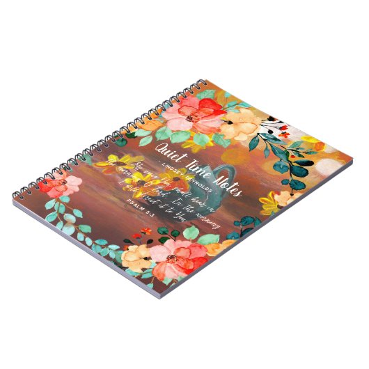 Helles Summer Floral Monogram Quiet Time Notebook Notizblock (Linke Seite)