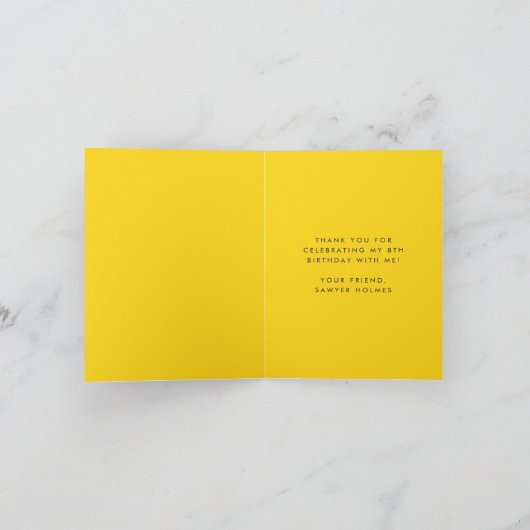 Helles Sun Script Kindergeburtstag Party Dankeskarte (Innenseite)