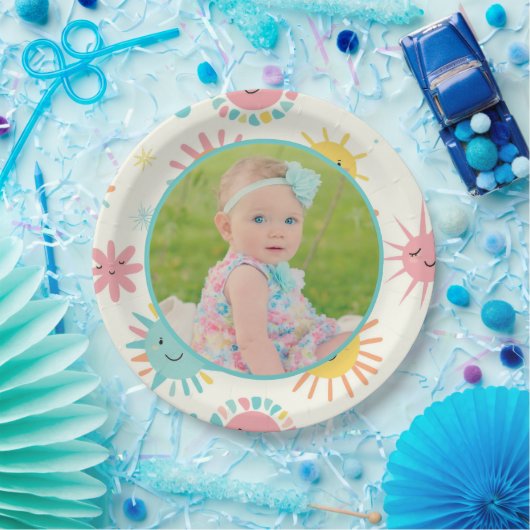 Helles Sunshiny Day Foto Geburtstag Pappteller (Party)