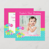 Helles Süßigkeits-Polka-Punkt-Mädchen-1. Einladung (Vorne/Hinten)