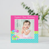 Helles Süßigkeits-Polka-Punkt-Mädchen-1. Einladung (Stehend Vorderseite)