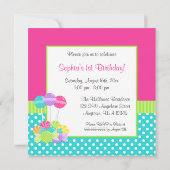 Helles Süßigkeits-Polka-Punkt-Mädchen-1. Einladung (Rückseite)