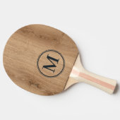 Helles Teakholz Monogramm Tischtennis Schläger (Seitenansicht)