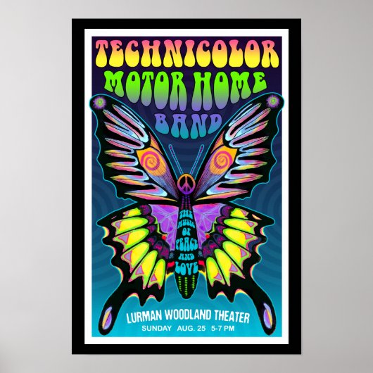 Helles TMH Psychedelic Butterfly Lurman Konzert Poster (Vorne)