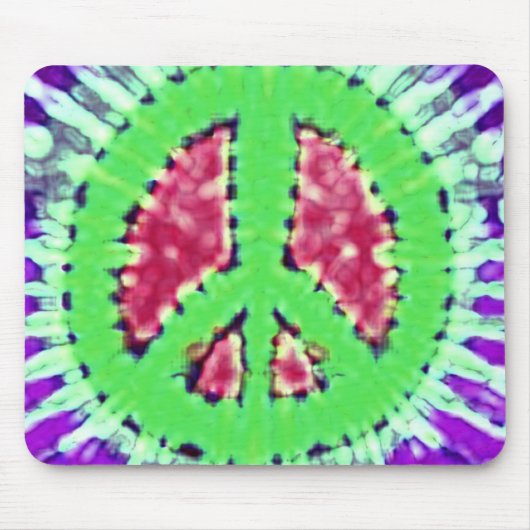 Helles Trippy Hippie-Krawatten-Friedenszeichen Mousepad (Vorne)