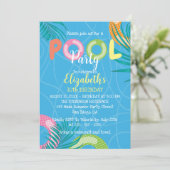 Helles Tropical Summer Fun Geburtstag Pool Party Einladung (Stehend Vorderseite)