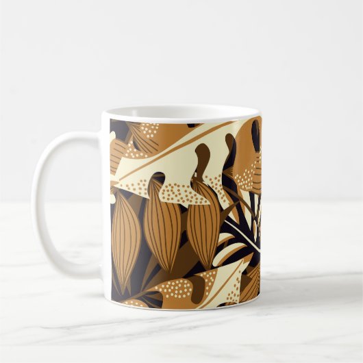 Helles tropisches Blätter dunkles Muster Kaffeetasse (Links)