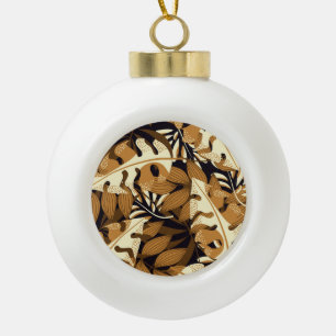 Helles tropisches Blätter dunkles Muster Keramik Kugel-Ornament
