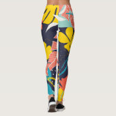 Helles tropisches Blätter dunkles Muster Leggings (Rückseite)