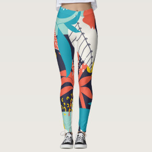 Helles tropisches Blätter dunkles Muster Leggings