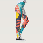 Helles tropisches Blätter dunkles Muster Leggings (Rechts)