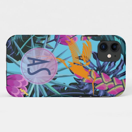 Helles tropisches Foliage Muster mit Hummingbird Case-Mate iPhone Hülle (Rückseite (Horizontal))