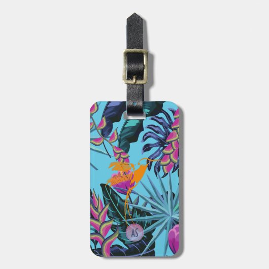 Helles tropisches Foliage Muster mit Hummingbird Gepäckanhänger (Vorderseite vertikal)