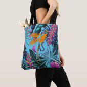 Helles tropisches Foliage Muster mit Hummingbird Tasche (Von Nahem)