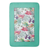 Helles tropisches Muster mit Aqua Border Badematte (Vorderseite Vertikal)