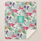 Helles tropisches Muster mit Monogramm Sherpadecke (Vorderseite)