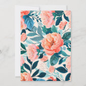 Helles tropisches Orangefarbenes Aquamarines Braut Einladung (Rückseite)