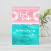 Helles tropisches Party rosa blau Süß 16 Einladung (Stehend Vorderseite)