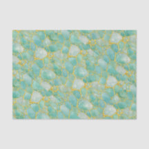 Helles Türkis-Aquamarin-Gold-Wasserfarben-Mosaik-M