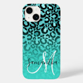 Helles Türkis Leopard Ombre Monogram Case-Mate iPhone Hülle (Rückseite)