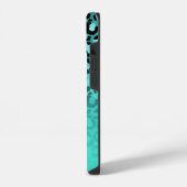 Helles Türkis Leopard Ombre Monogramm iPhone Hülle (Linke Seite)